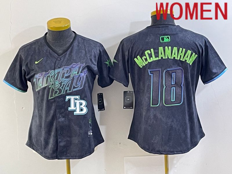 Women Tampa Bay Rays #18 Mcclanahan Nike MLB Limited City Connect Black 2024 Jersey style 5